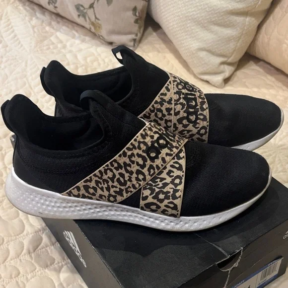 Adidas Women's Black and Brown Leopard Sneakers - Picture 2 of 2